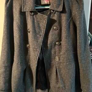 Pink Envelope Women’s Double-Breasted Charcoal Pea Coat